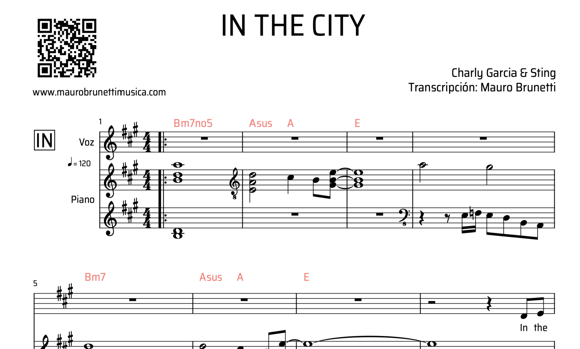 Charly Garcia & Sting - In the city (Partitura FULL) - Image 2
